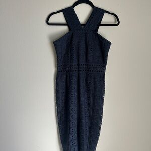 Lulu's Midnight Blue Lace Midi Dress